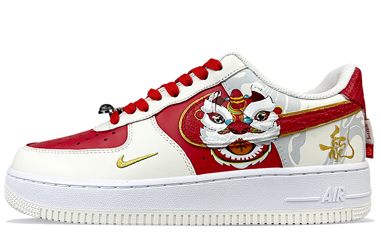 Nike Air Force 1 Low Top Skateboard Shoes Unisex Red Gray