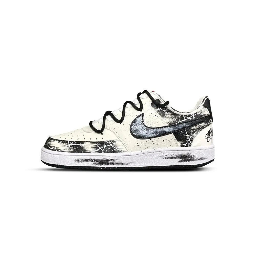 Nike Court Vision 1 Tower Rabbit Cushioning, Wear Resistant Low Top Skateboard Shoes Men's Black White