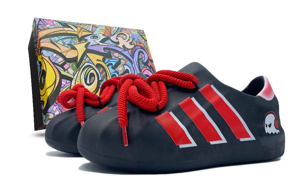 Adidas Originals AdiFOM Superstar Slip Resistant, Abrasion Resistant, Lightweight Low Top Casual Shoes Unisex Black Red