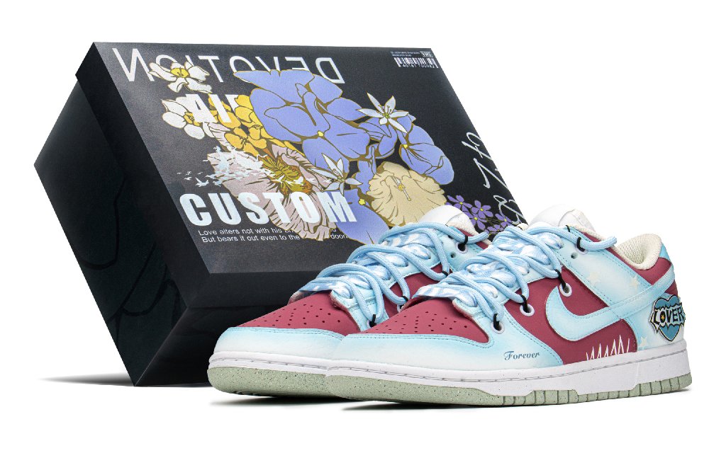 Nike Dunk FZBB Slip Resistant, Abrasion Resistant, Lightweight Low Top Skateboard Shoes Women's Pink Blue