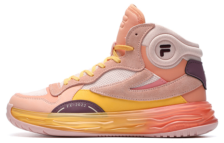 FILA FUSION FX-22 Cushioned Wear-Resistant Support Mid-Top Vintage Basketball Shoes Women's Peach