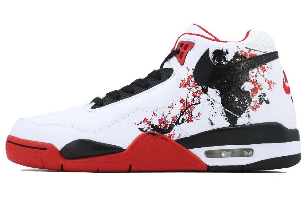Nike Flight Legacy Mid-Top Vintage Basketball Shoes Unisex White Black Red