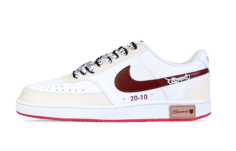 Nike Court Legacy Wine Color Life Slip Resistant Abrasion Resistant Low top Skateboard Shoes Men's Red White