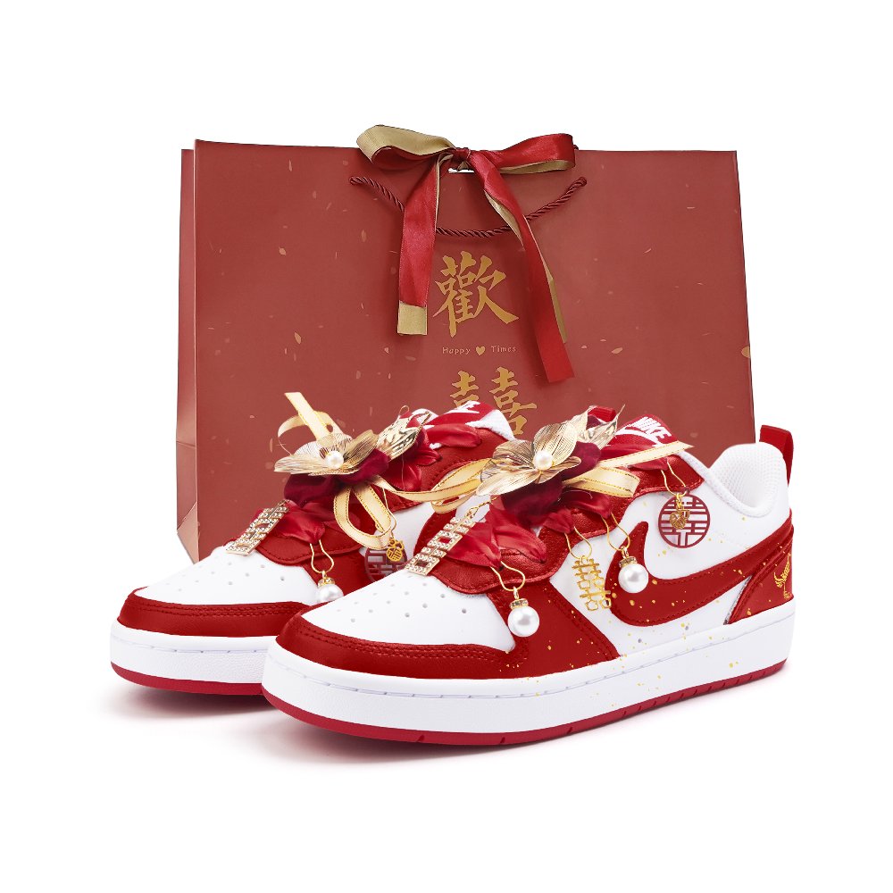 Nike Court Borough Cushioning, Wear Resistant Low Top Skateboard Shoes Women's Red