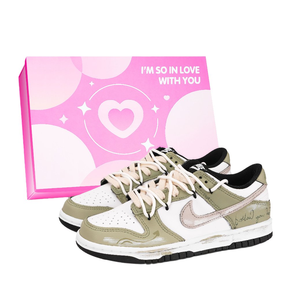 Nike Dunk Green Spring Mood Low Top Skateboard Shoes Unisex Green Pink White