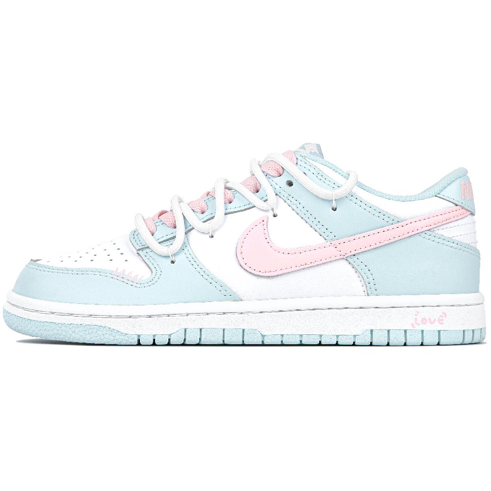 Nike Dunk Low Morning Dew Peach Slip Resistant And Breathable Low Top Skateboard Shoes GS Blue Pink