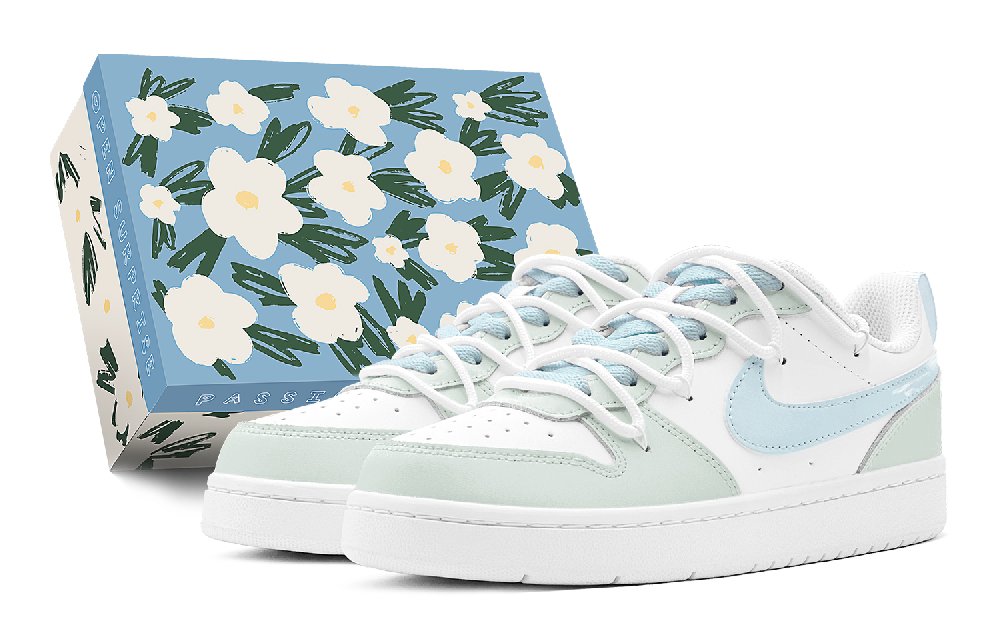 Nike Court Borough Abrasion Resistant Low Top Skateboard Shoes Women's Blue Green