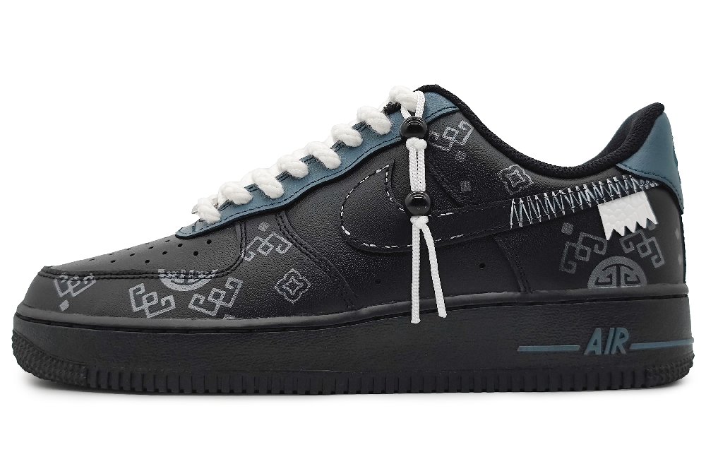 Nike Air Force 1 Coverage Warm Low-Top Skateboard Shoes Men's Black Silver