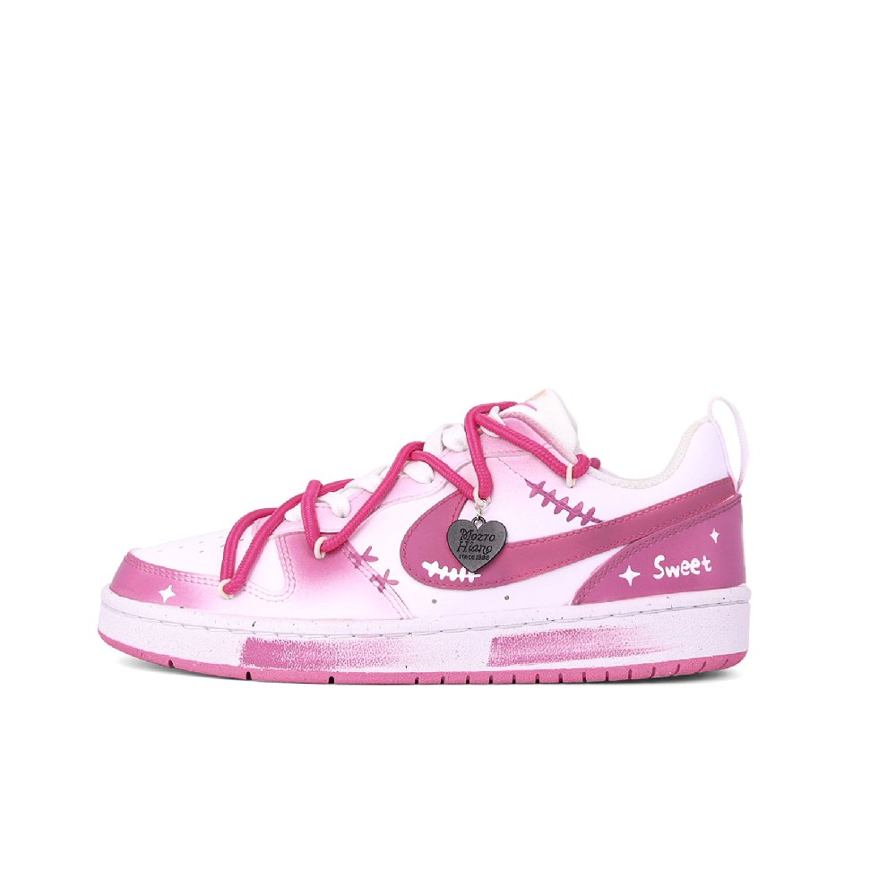 Nike Court Borough Anti-Slip Wear-Resistant Low-Top Skateboard Shoes Women's White Pink