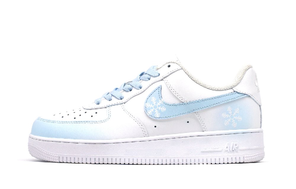 Nike Air Force 1 Coverage Warm Slip-Resistant Cushioning Wear-Resistant Low-Top Skateboard Shoes Unisex White Blue