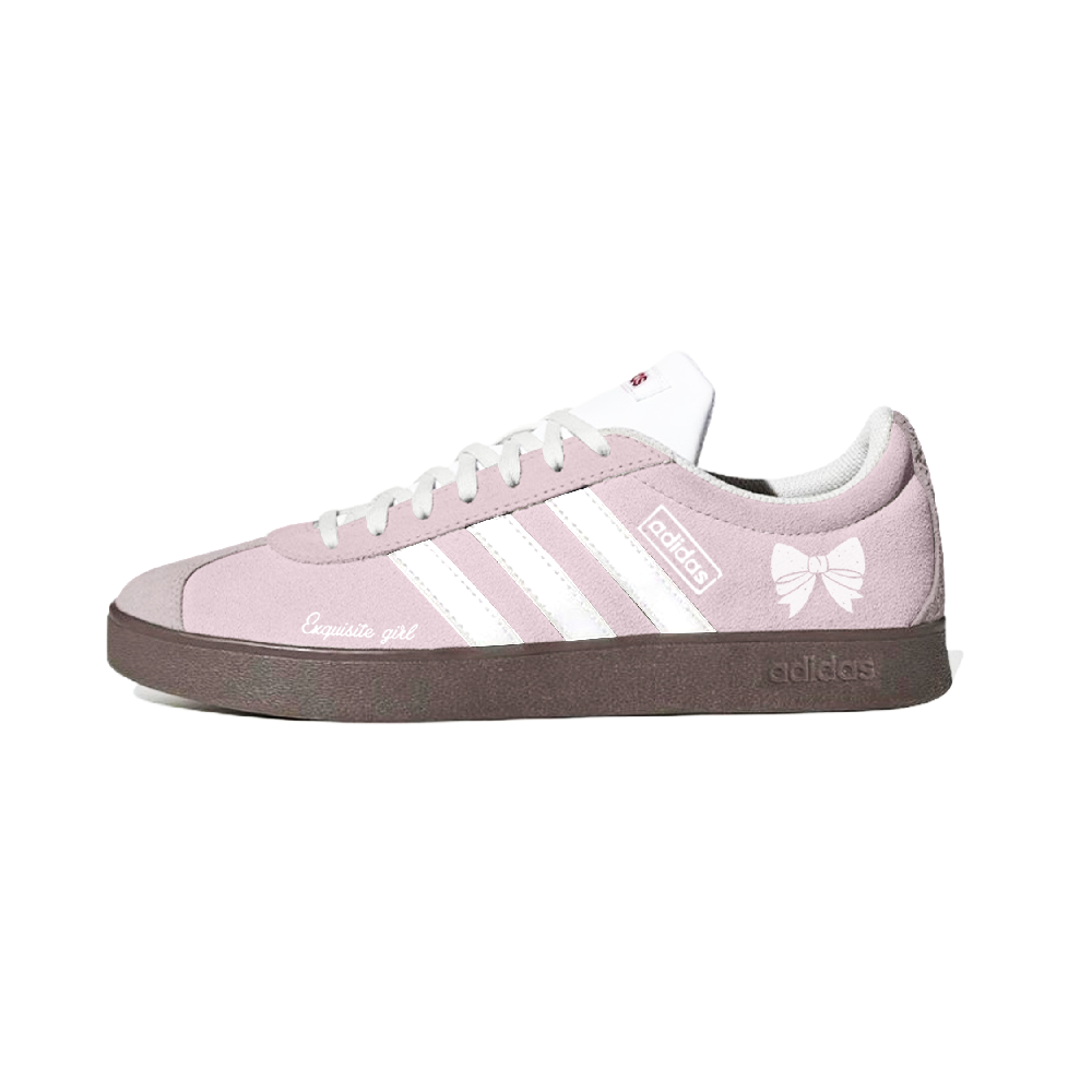 Adidas VL COURT 2.0 Abrasion Resistant Low Top Skateboard Shoes Unisex Pink