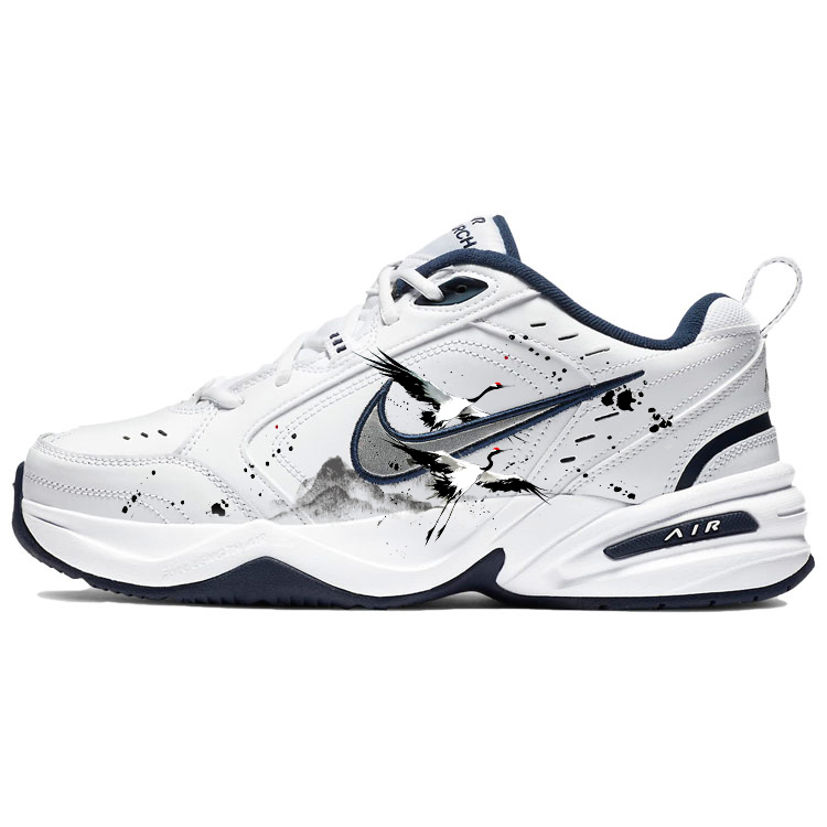 Nike Air Monarch 4 Anti-Slip Wear-Resistant Low-Top Chunky Sneakers Unisex Blue White