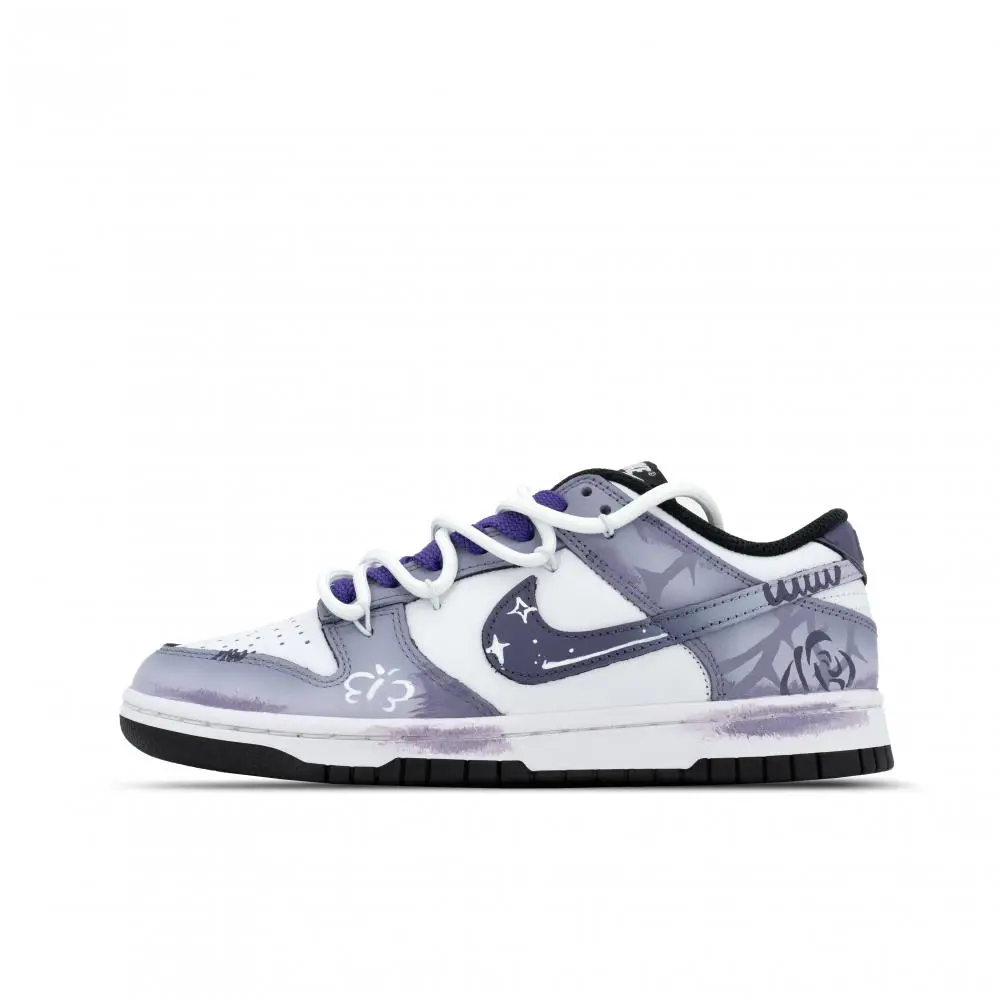 Nike Dunk Rose Purple Azure Abrasion Resistant Low Top Skateboard Shoes Unisex Gradient Purple
