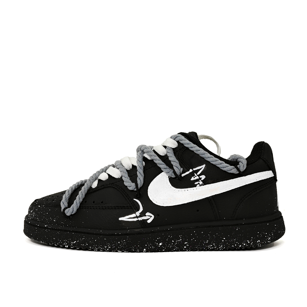 Nike Court Vision Slip-Resistant Low-Top Skateboard Shoes Men's Black White