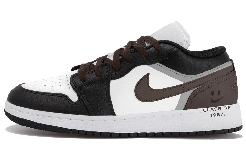 Jordan Air Jordan 1 Cushioning Low Top Vintage Basketball Shoes Women's White Black Gray Brown