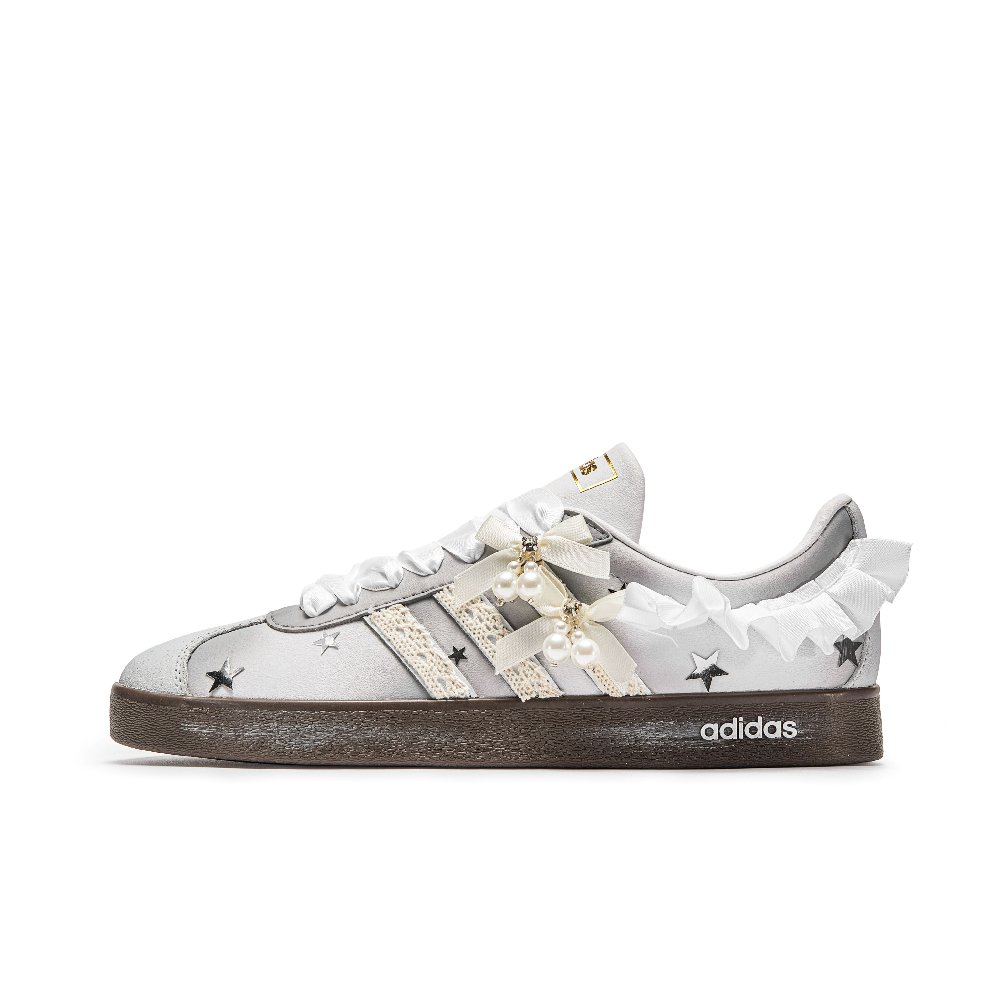 Adidas Neo VL Court 2.0 Girlish Style Cushioning Low Top Skateboard Shoes Unisex Silver Brown
