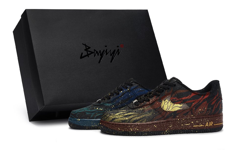Nike Air Force 1 Skateboard Shoes Unisex Low-Top Black/Red/Blue/Gold