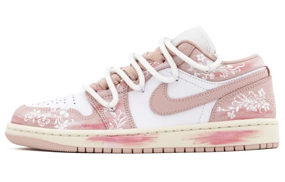 Jordan Air Jordan 1 Abrasion Resistant Low Top Vintage Basketball Shoes Women's Pink White