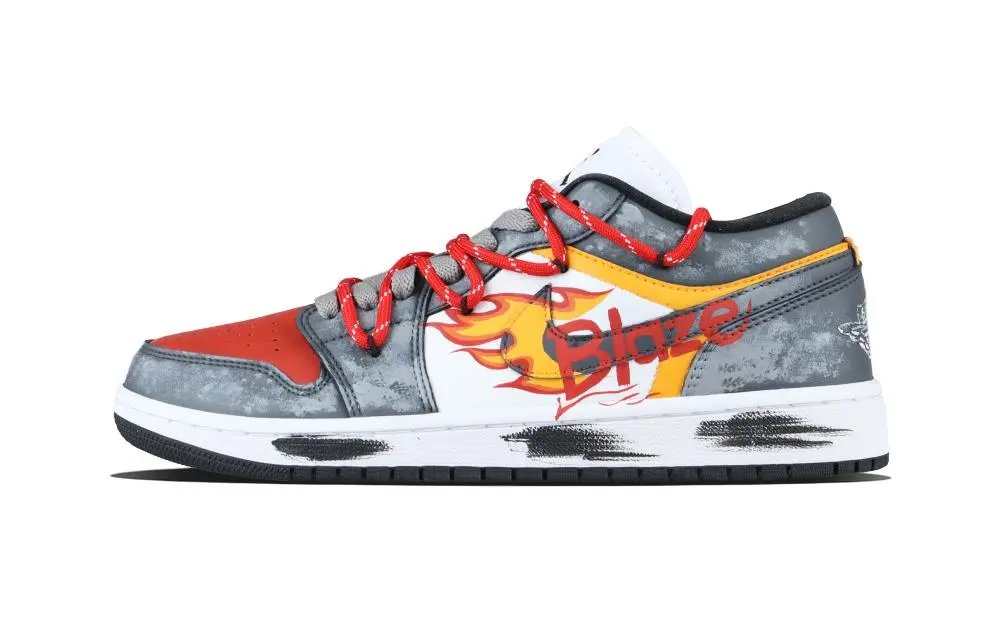 Jordan Air Jordan 1 Blaze Blazing Shoe Low top Vintage Basketball Shoes Unisex Red Gray