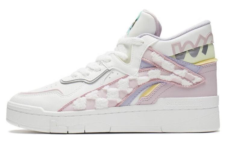 Disney x LiNing Wave Midprm Anti-Slip And Wear-Resistant Lightweight High-Top Skateboard Shoes Women's White Pink