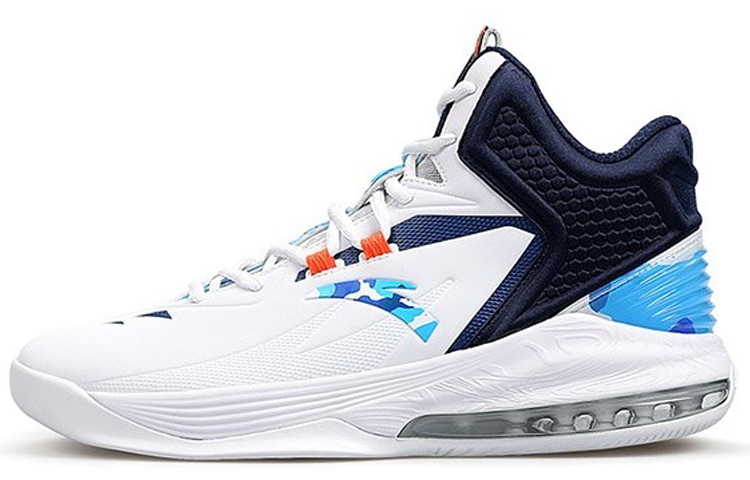 Stash x Anta Cushioning, Slip Resistant, Abrasion Resistant Coverage High top Basketball Shoes Men's White Blue