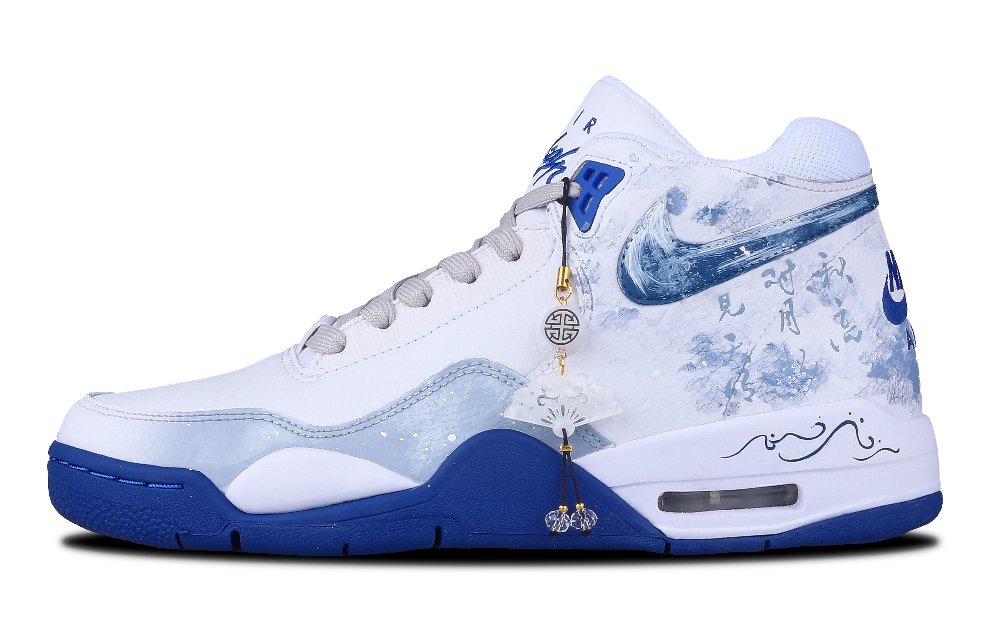 Nike Flight Legacy Vintage Basketball Shoes Men Mid-Top White/Blue/Black