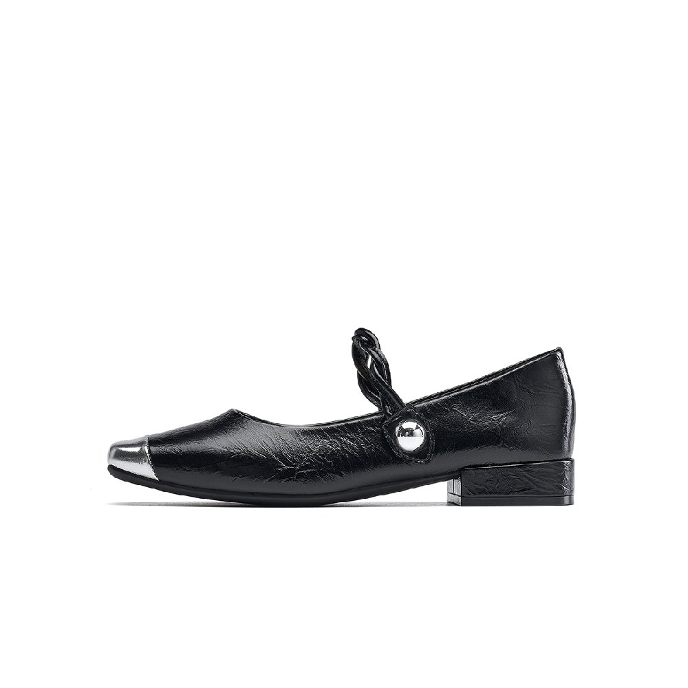 EBLAN Mary Jane Shoes Women's Black Silver