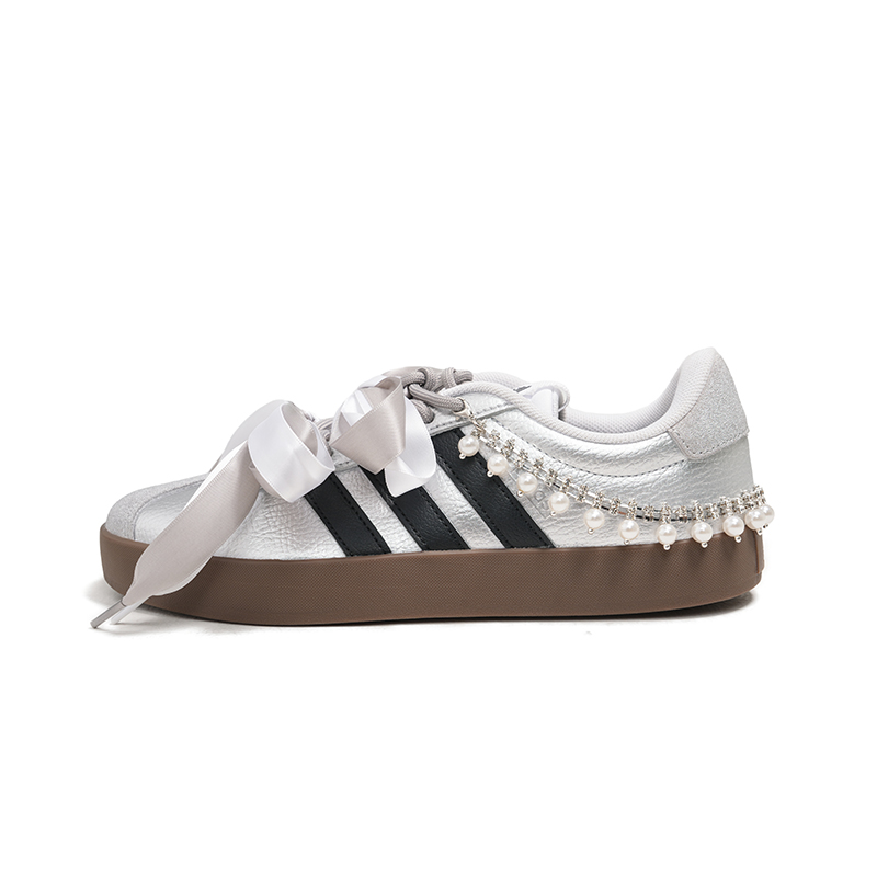 Adidas VL COURT 3.0 Silver Ballet Low top Skateboard Shoes Unisex Silver