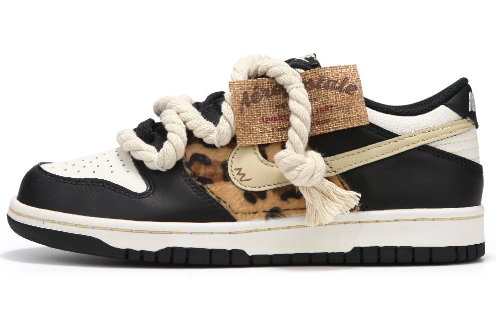Nike Dunk Low 'Panda' Low-Top Skateboard Shoes GS Black Beige Yellow