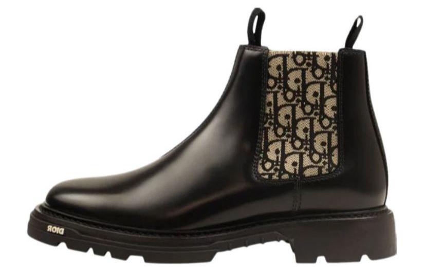 DIOR Explorer Chelsea Boots Black Beige Oblique
