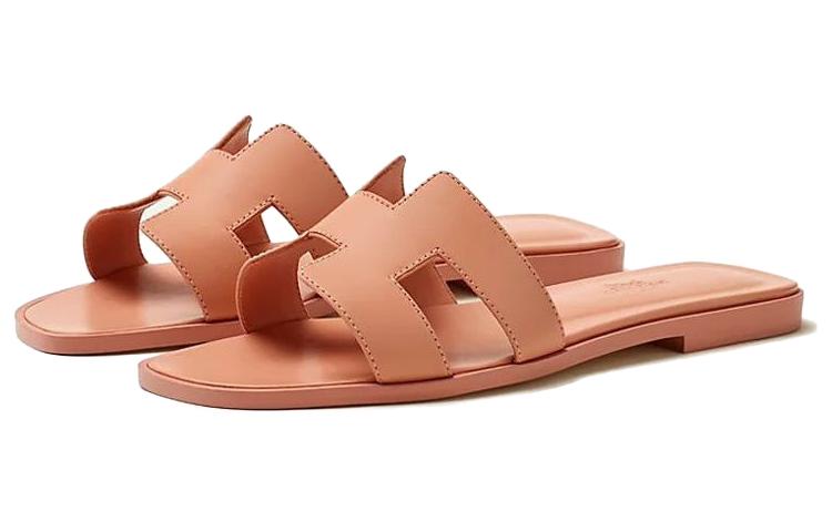 HERMES Oran Sandal Granit Rose Calfskin Leather