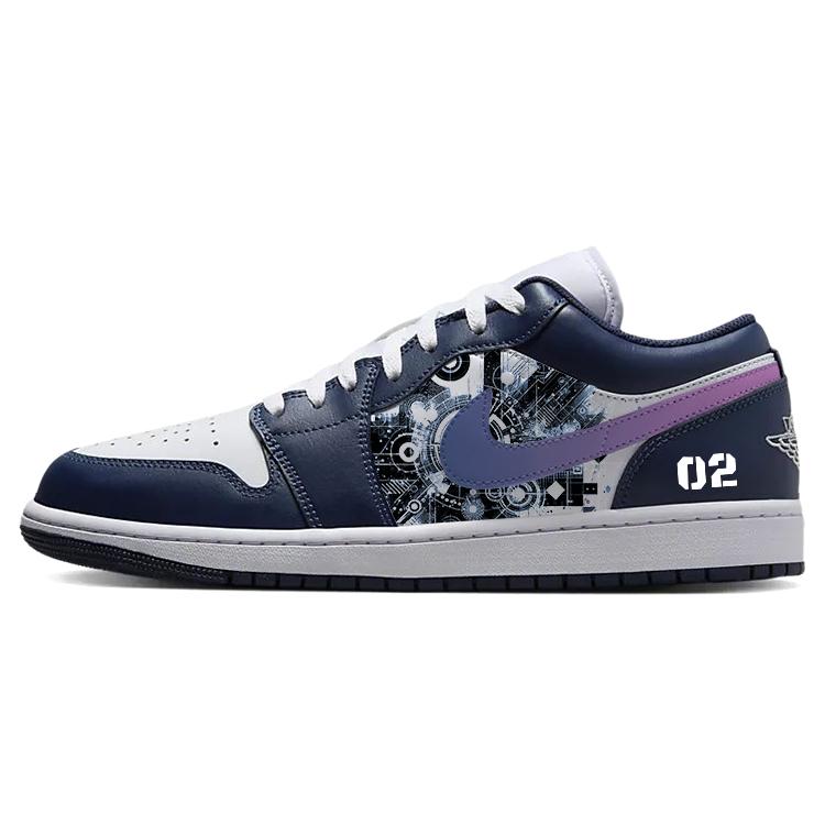 Jordan Air Jordan 1 Wear-Resistant Slip-Resistant Low-Top Vintage Basketball Shoes Men's White Blue