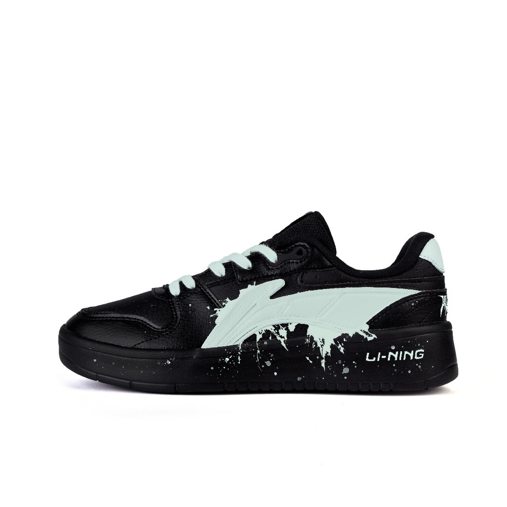 LiNing Slip Resistant Cushioning Abrasion Resistant Low Top Skateboard Shoes Men's Black/Light Green