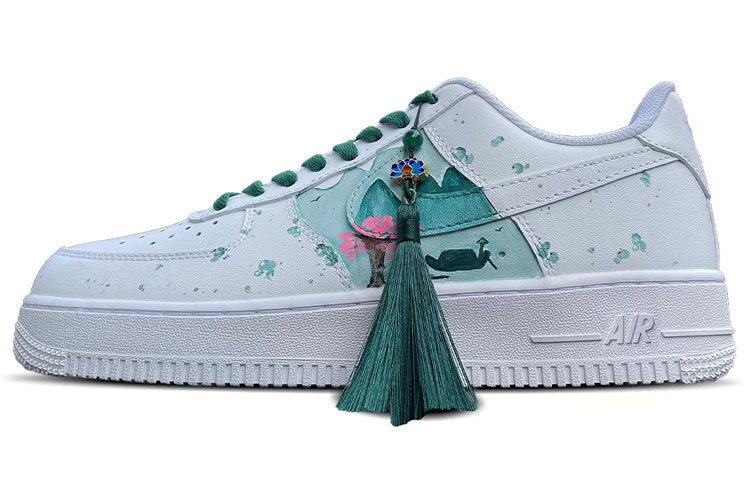 Nike Air Force 1 Low 'Triple White' Air Force 1 Low-Top Skateboard Shoes Women's Blue Green White