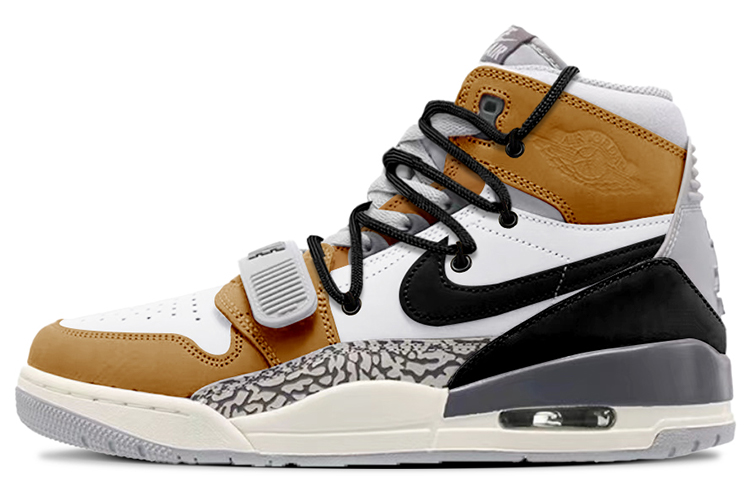 Jordan Legacy 312 Anti-Slip Wear-Resistant High-Top Vintage Basketball Shoes Men's Black Brown White