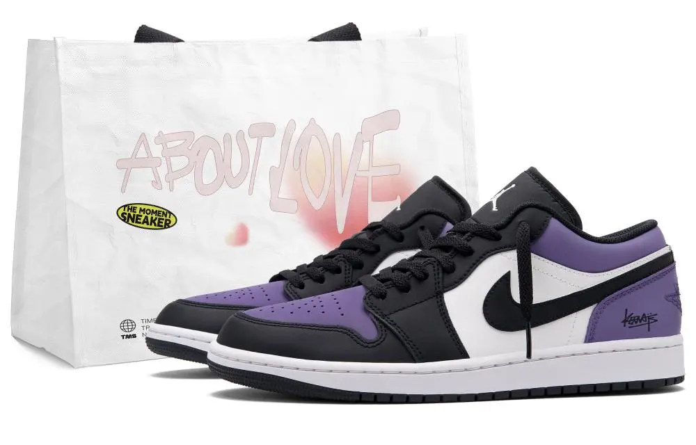 Jordan Air Jordan 1 Dream Purple Low top Vintage Basketball Shoes Unisex Black White Purple