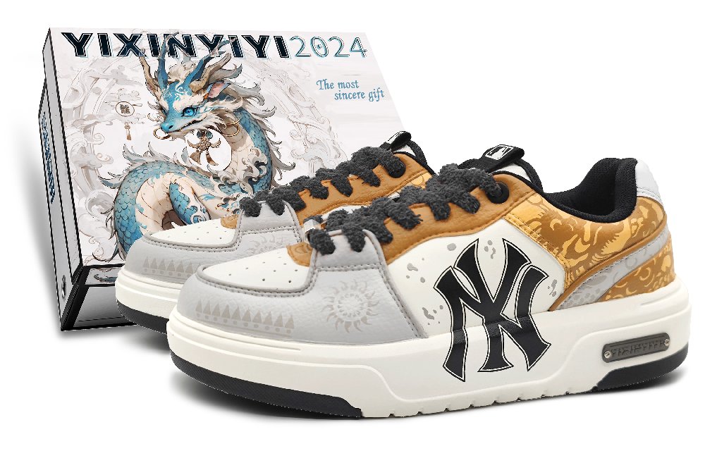 MLB Chunky Liner Low-Top Skateboard Shoes Unisex Yellow Gray