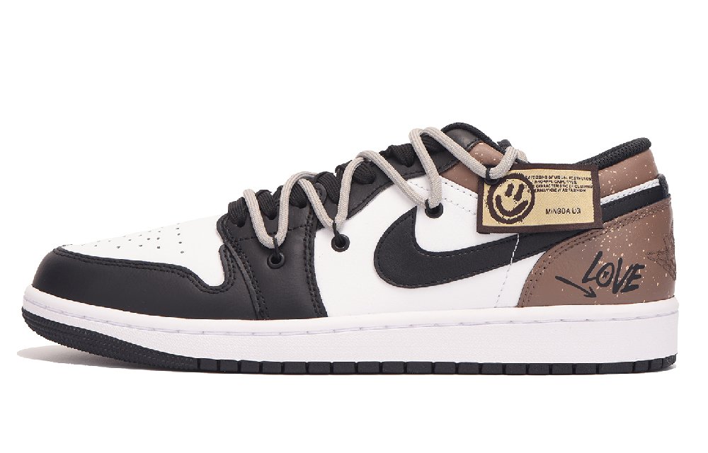 Jordan Air Jordan 1 Slip-Resistant Coverage Low-Top Vintage Basketball Shoes Men's Black Brown