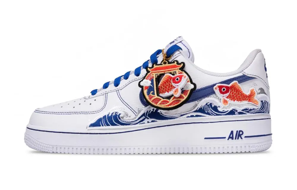 Nike Air Force 1 Low Top Skateboard Shoes Men's Blue White
