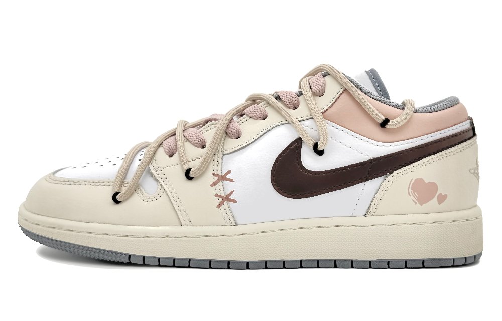 Jordan Air Jordan 1 Low-Top Vintage Basketball Shoes GS Beige Yellow White