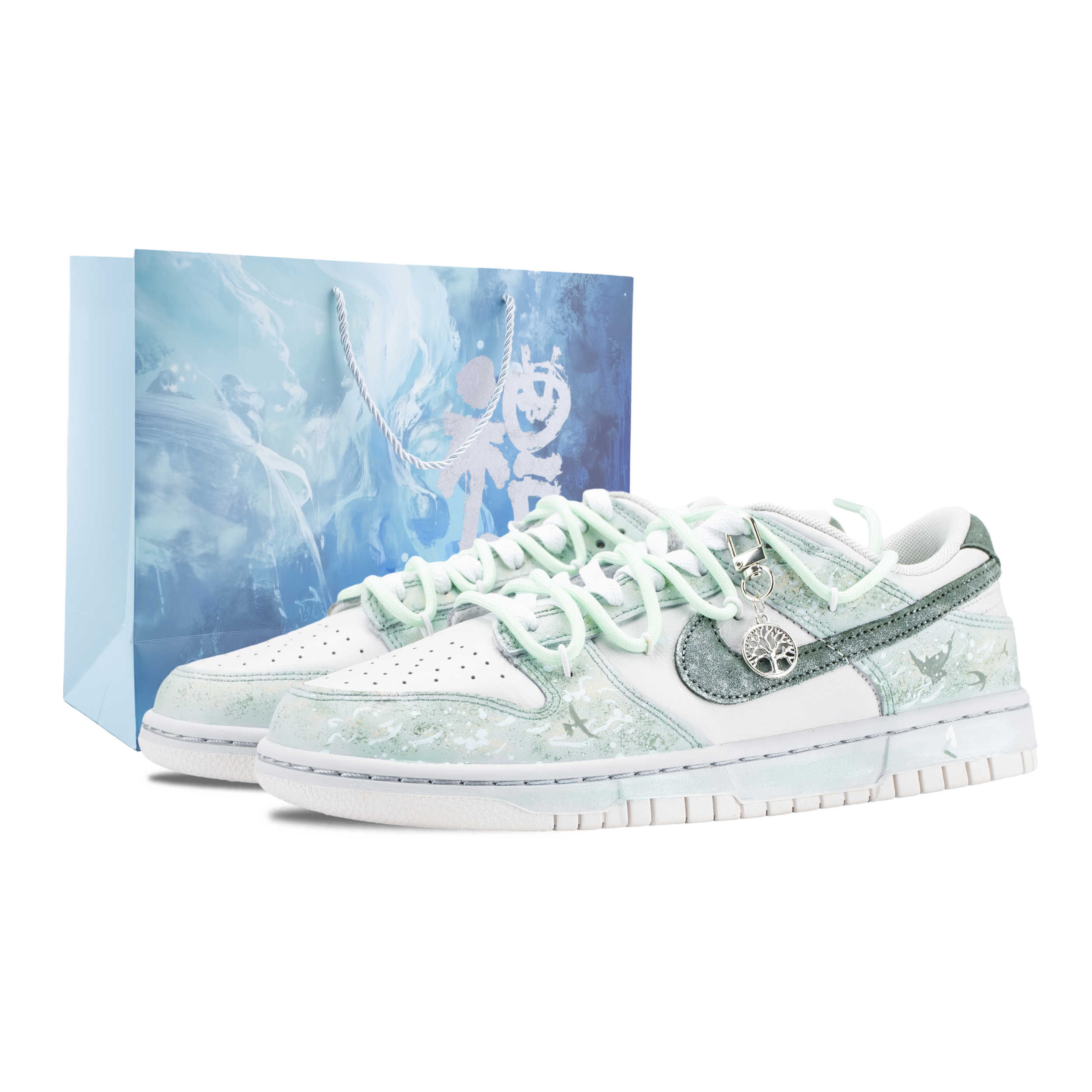 Nike Dunk Green Light Forest Abrasion Resistant Slip Resistant Low top Skateboard Shoes Unisex Green Apple