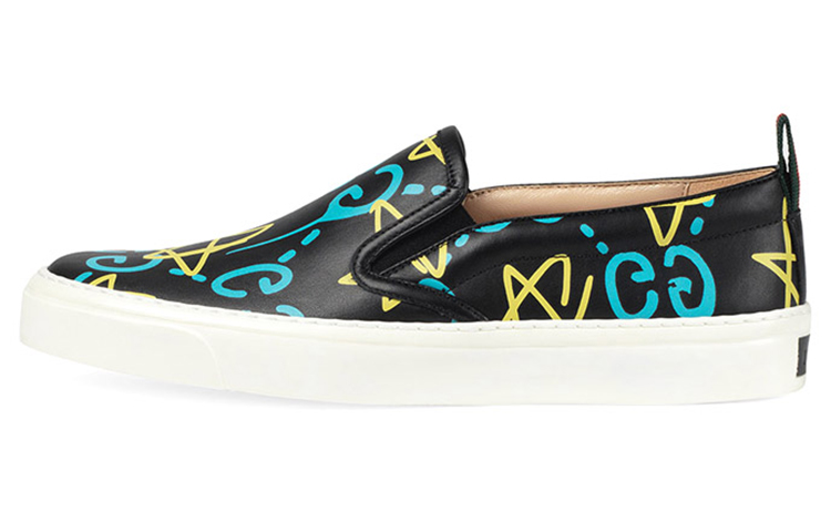 GUCCI Stylish Skateboarding Shoes Women's Black Yellow Blue