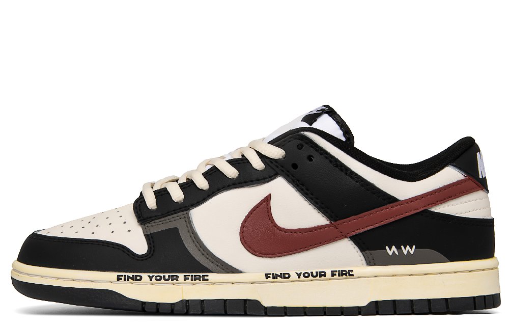 Nike Dunk Reunion Time Anti-Slip Wear-Resistant Low-Top Skateboard Shoes Unisex Black Red