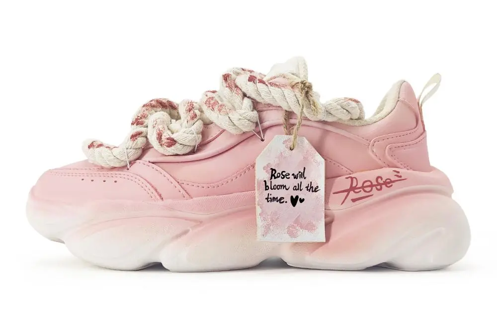 Anta Cat Paw Cushioning Slip Resistant Coverage Low Top Chunky Sneakers Women's Pink