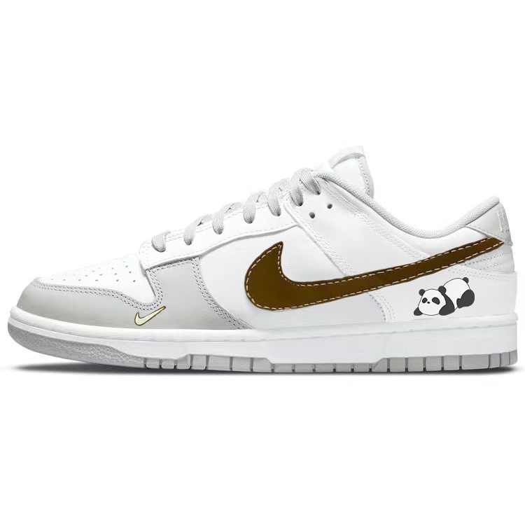 Nike Dunk Anti-Slip Wear-Resistant Low-Top Skateboard Shoes Men's Gray White