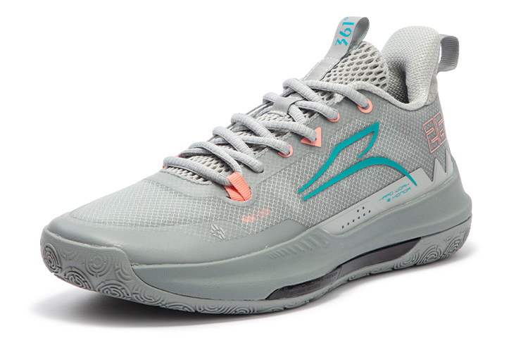 361° DVD Team Basketball Shoes Men Low-Top Invisible Gray/Water Duck Cyan