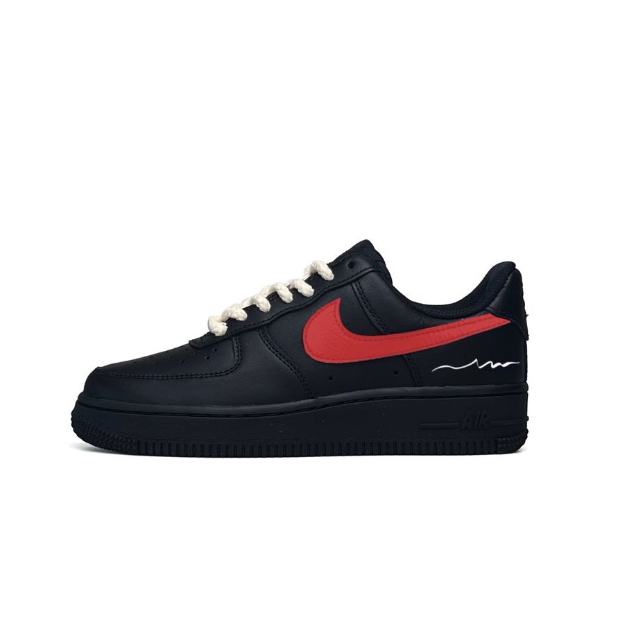 Nike Air Force 1 Vassell Anti Slip Wear Resistant Low Top Skateboard Shoes Unisex Black Red