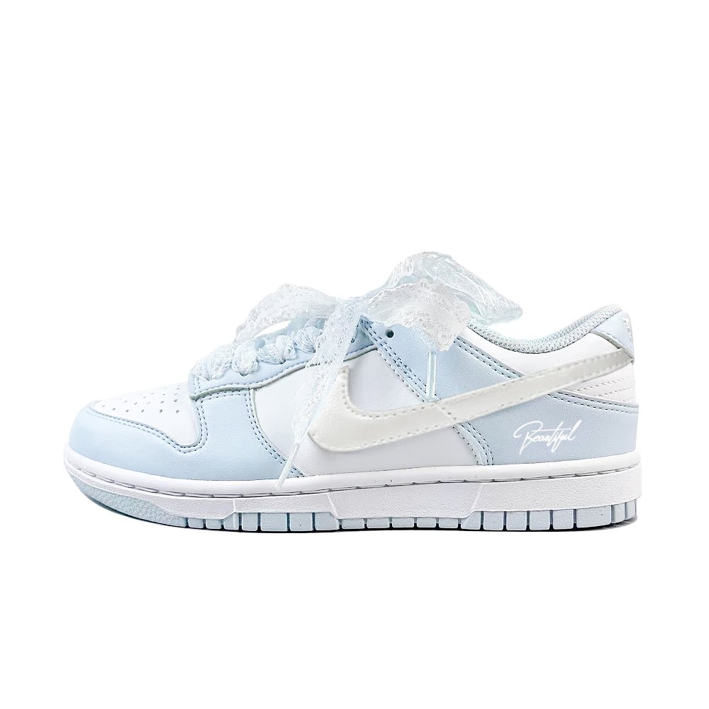 Nike Dunk Abrasion Resistant Low Top Skateboard Shoes Unisex Silver Blue
