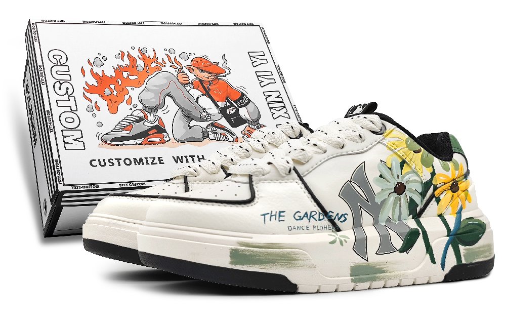 MLB Chunky Liner Wear-Resistant Height Increasing Low-Top Skateboard Shoes Unisex Green White