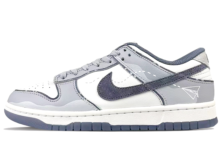 Nike Dunk Anti-Slip Wear-Resistant Low-Top Skateboard Shoes Men's Gray White